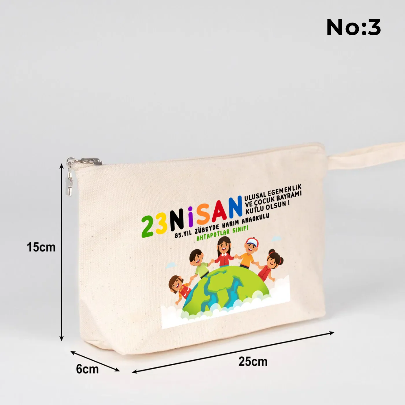 25x15x6 cm Körüklü Kanvas Kalemlik - 23 Nisan Hediyesi - yakın çekim