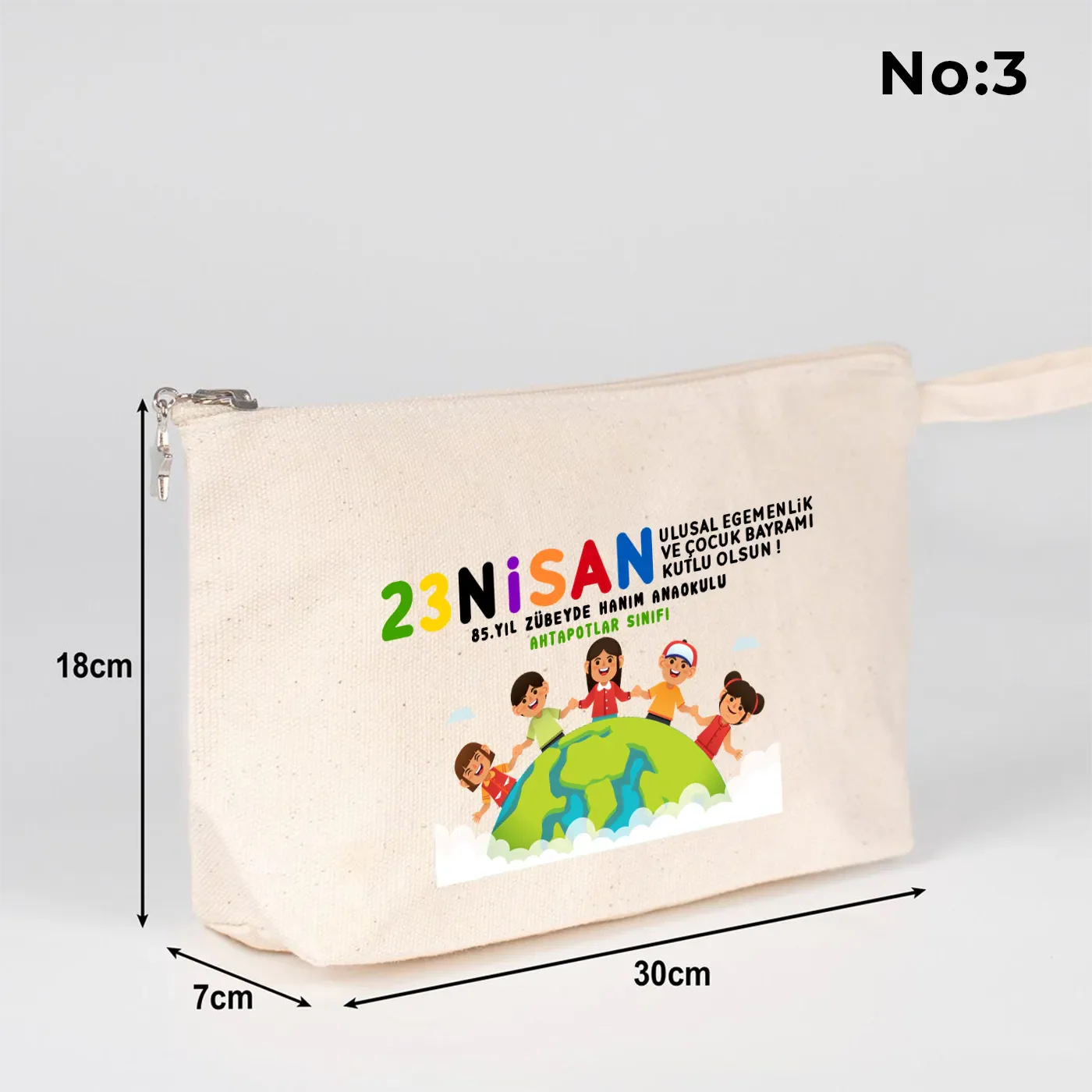 30x18x7 cm Ham Renk Kanvas Kalemlik Körüklü - 23 Nisan Hediyesi - yakın çekim