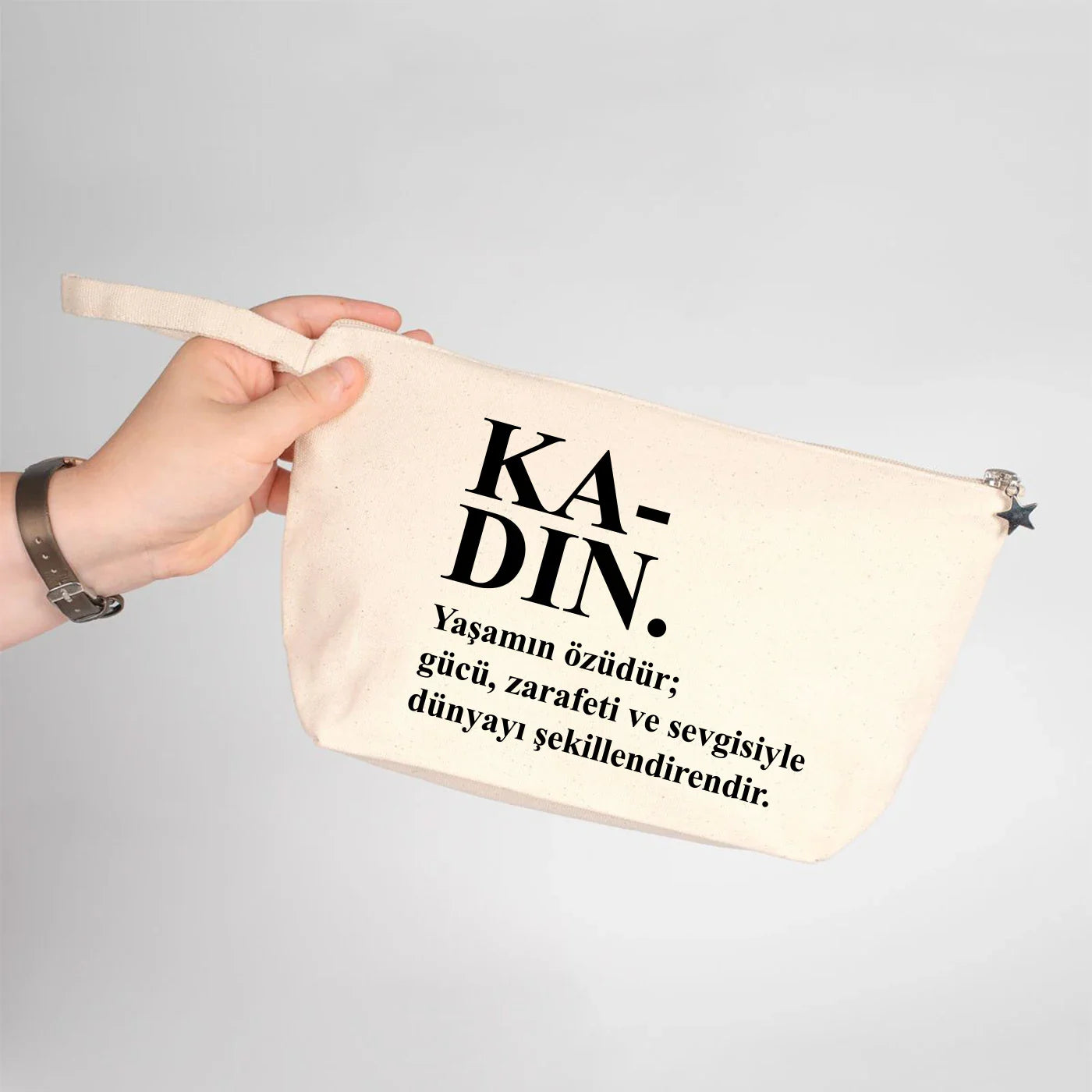 30x18x7 cm Kanvas Kalemlik Körüklü - Kadınlar Günü Hediyesi - yakın çekim