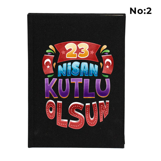 14x20 cm Siyah Kanvas Defter - 23 Nisan Hediyesi - detay görünüm
