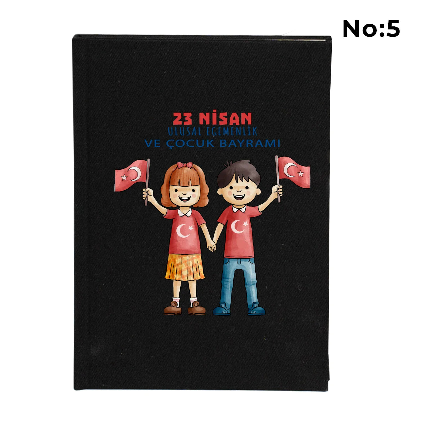 14x20 cm Siyah Kanvas Defter - 23 Nisan Hediyesi - farklı açı