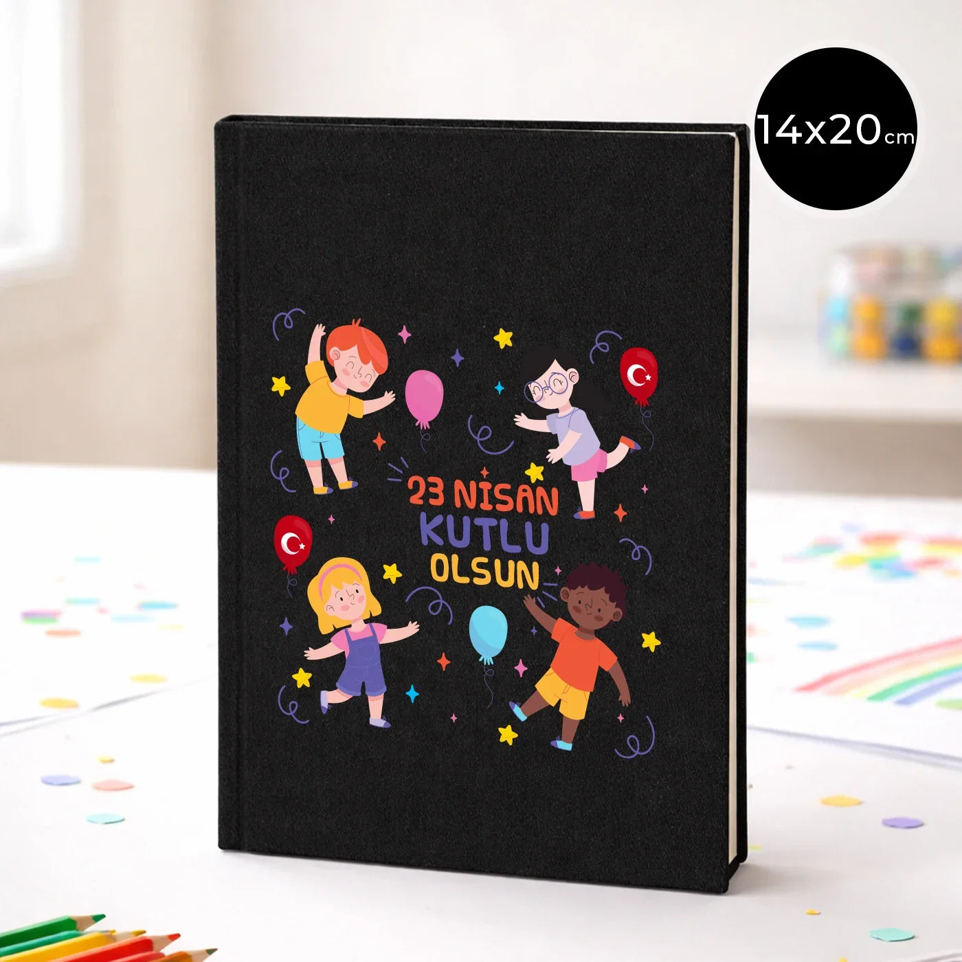 14x20 cm Siyah Kanvas Defter - 23 Nisan Hediyesi
