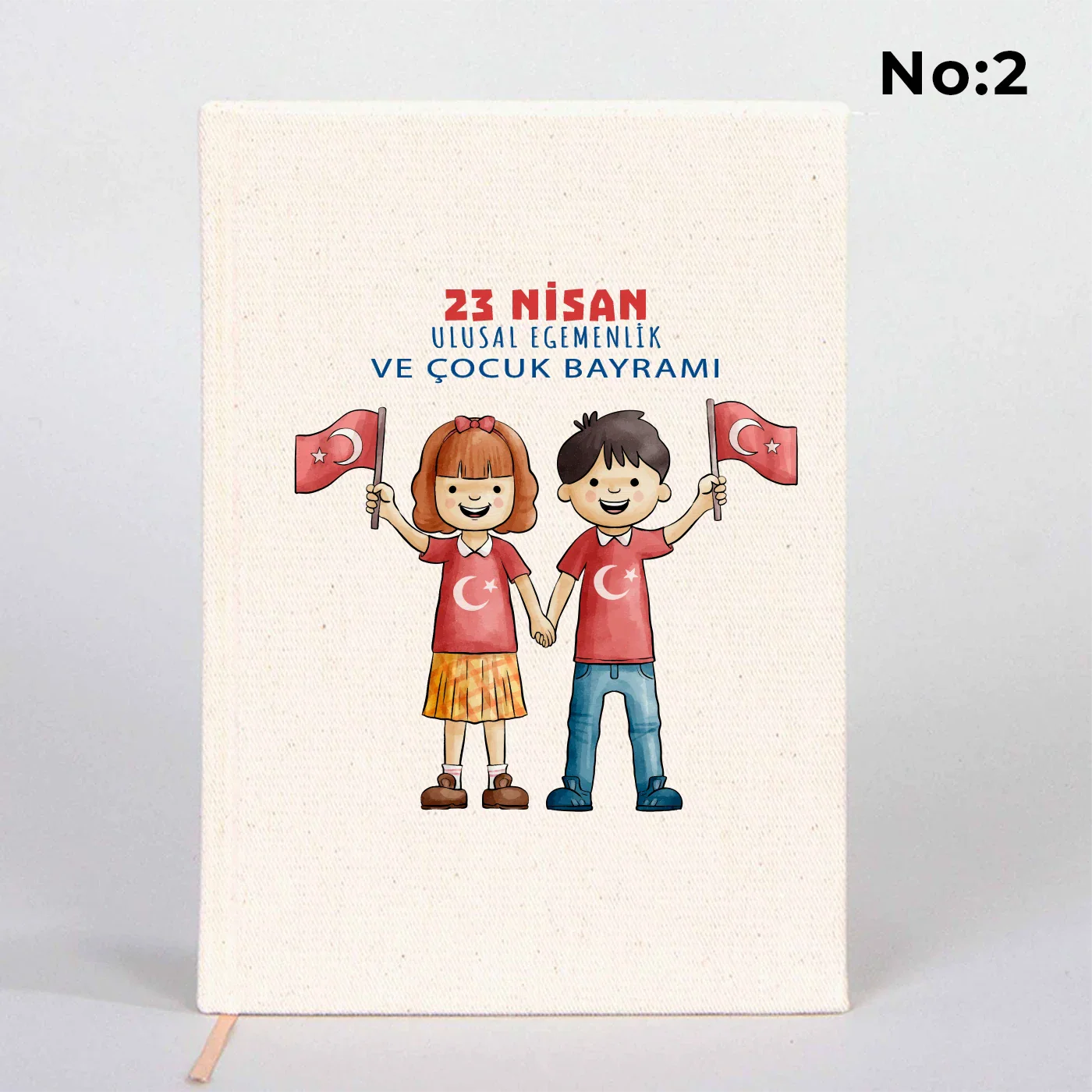 14x20 cm Ham Renk Kanvas Defter - 23 Nisan Hediyesi - detay görünüm