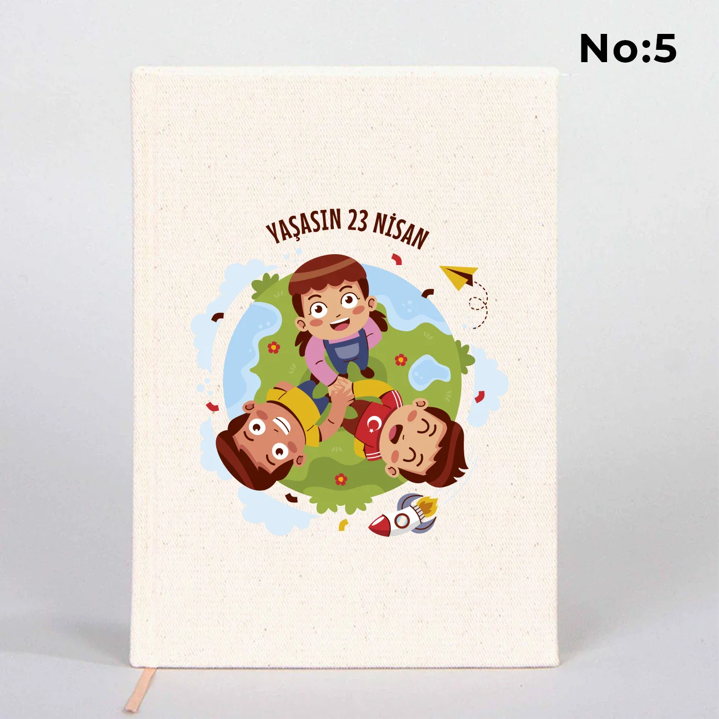 14x20 cm Ham Renk Kanvas Defter - 23 Nisan Hediyesi - farklı açı