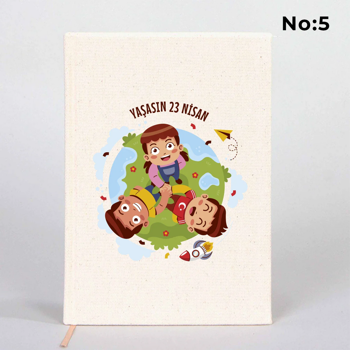 14x20 cm Ham Renk Kanvas Defter - 23 Nisan Hediyesi - farklı açı