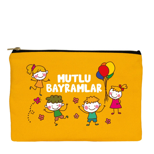 25x18 cm Sarı Metal Fermuarlı Kalemlik - Harçlık & Şeker Cüzdanı - detay görünüm