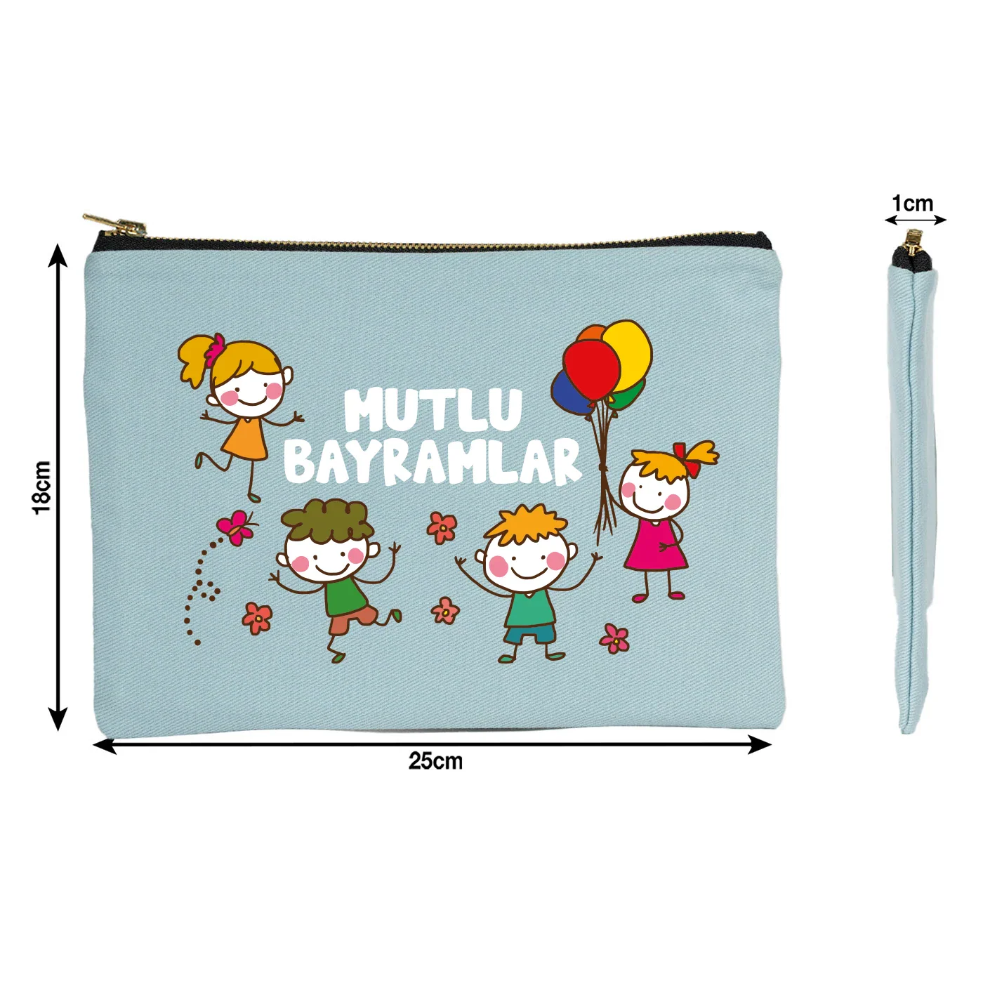 25x18 cm Açık Mavi Metal Fermuarlı Kalemlik - Harçlık & Şeker Cüzdanı - görsel 6