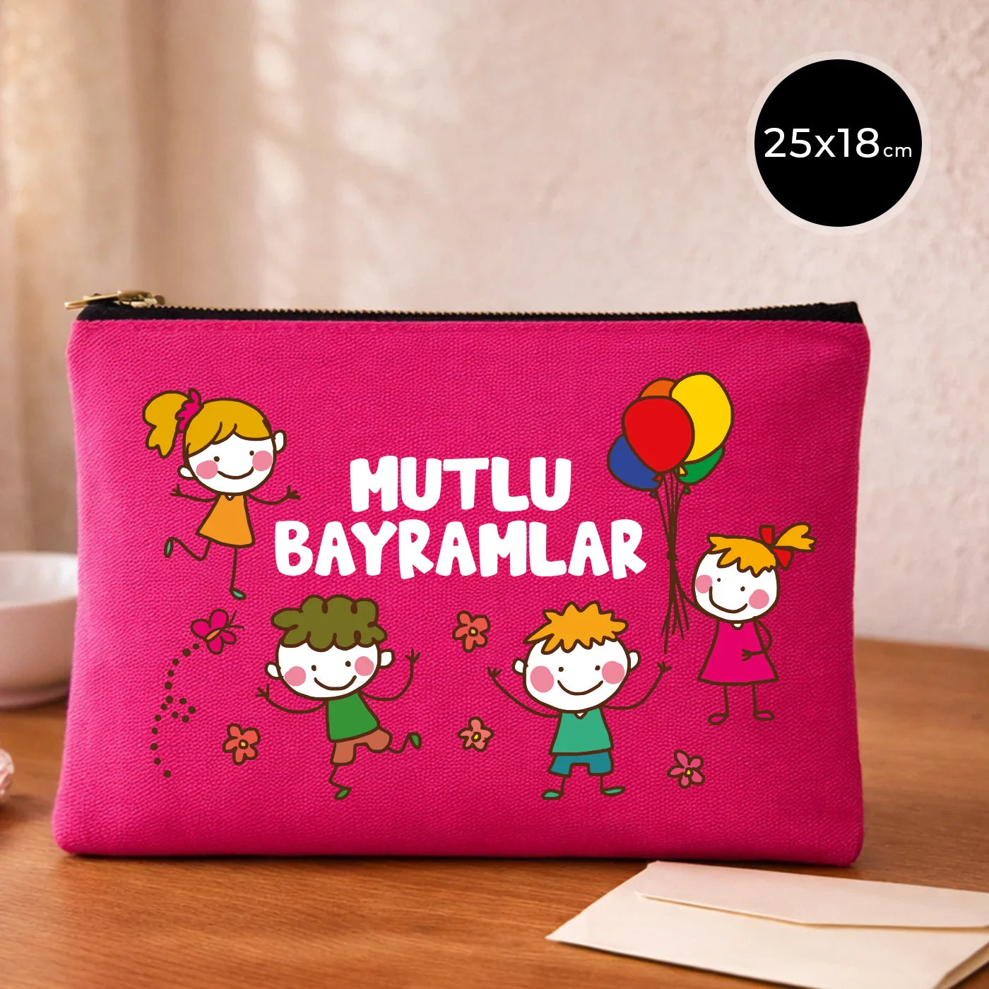 25x18 cm Fuşya Metal Fermuarlı Kalemlik - Harçlık & Şeker Cüzdanı