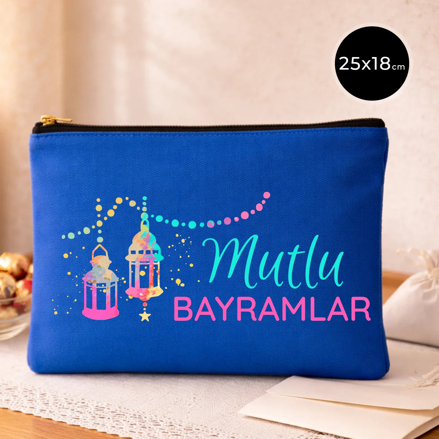 25x18 cm Saks Mavi Metal Fermuarlı Kalemlik - Harçlık & Şeker Cüzdanı