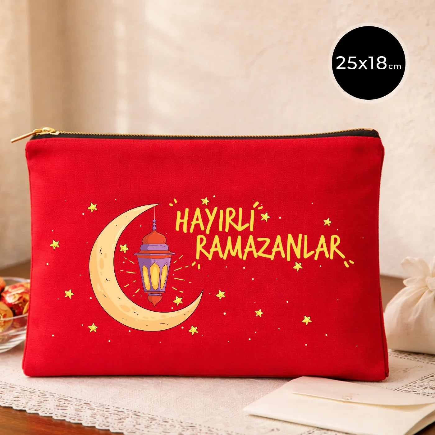 25x18 cm Kırmızı Metal Fermuarlı Kalemlik - Harçlık & Şeker Cüzdanı