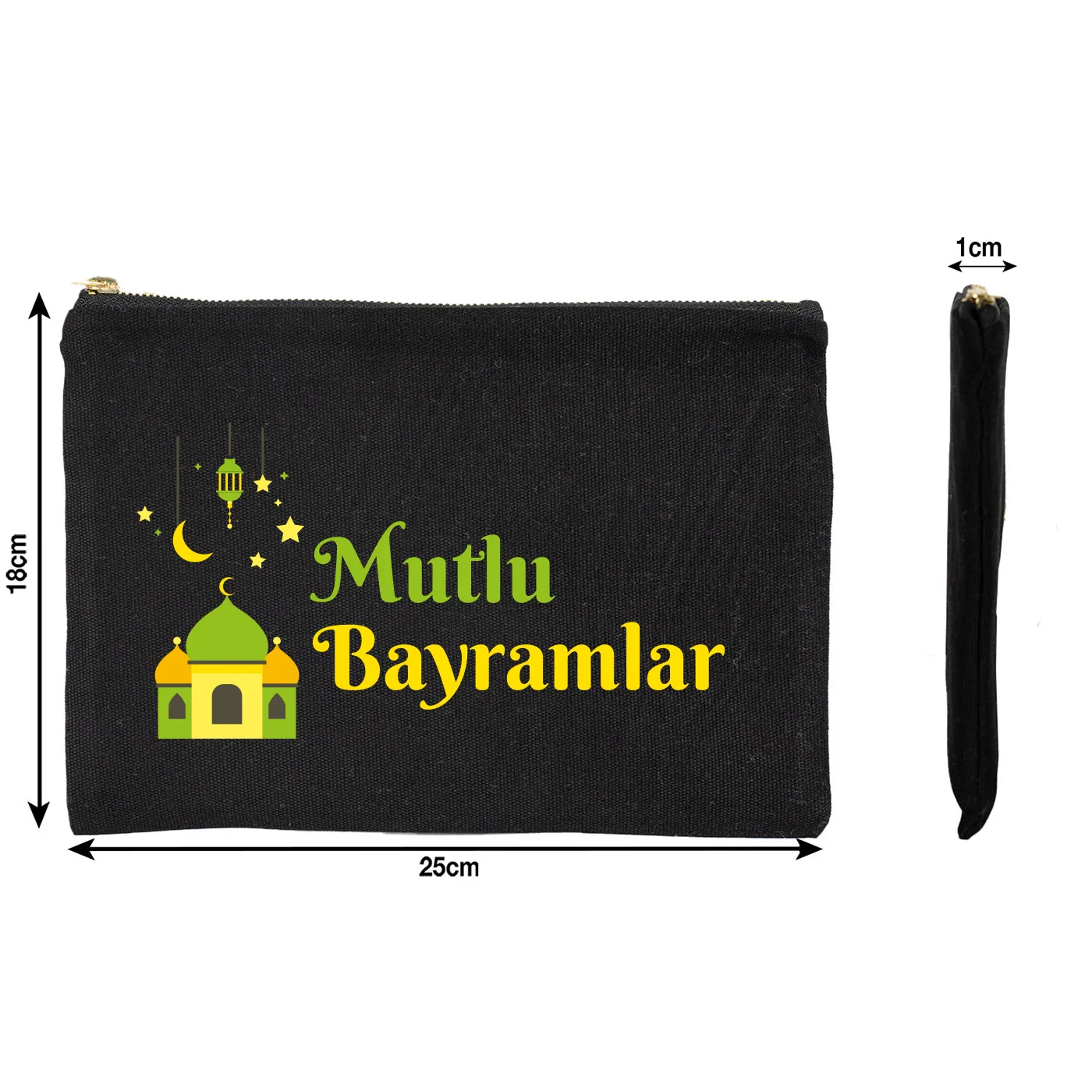 25x18 cm Siyah Metal Fermuarlı Kalemlik - Harçlık & Şeker Cüzdanı - görsel 6