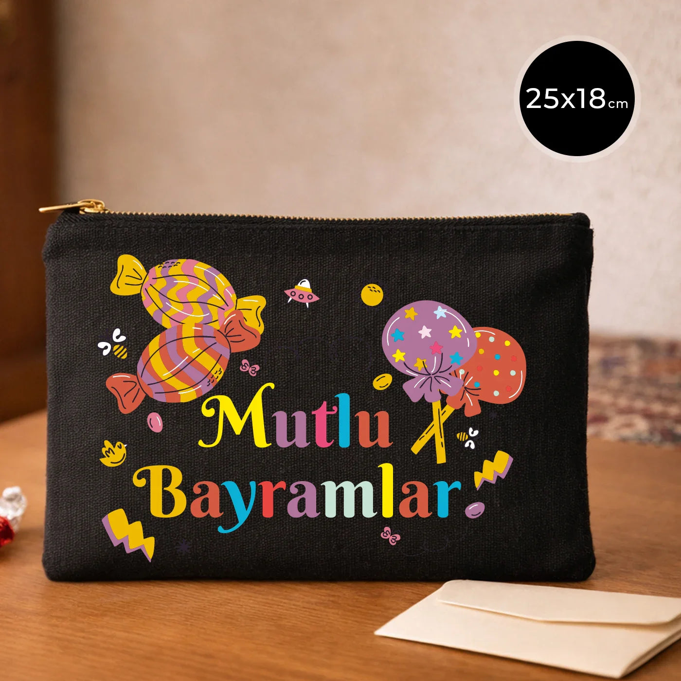 25x18 cm Siyah Metal Fermuarlı Kalemlik - Harçlık & Şeker Cüzdanı