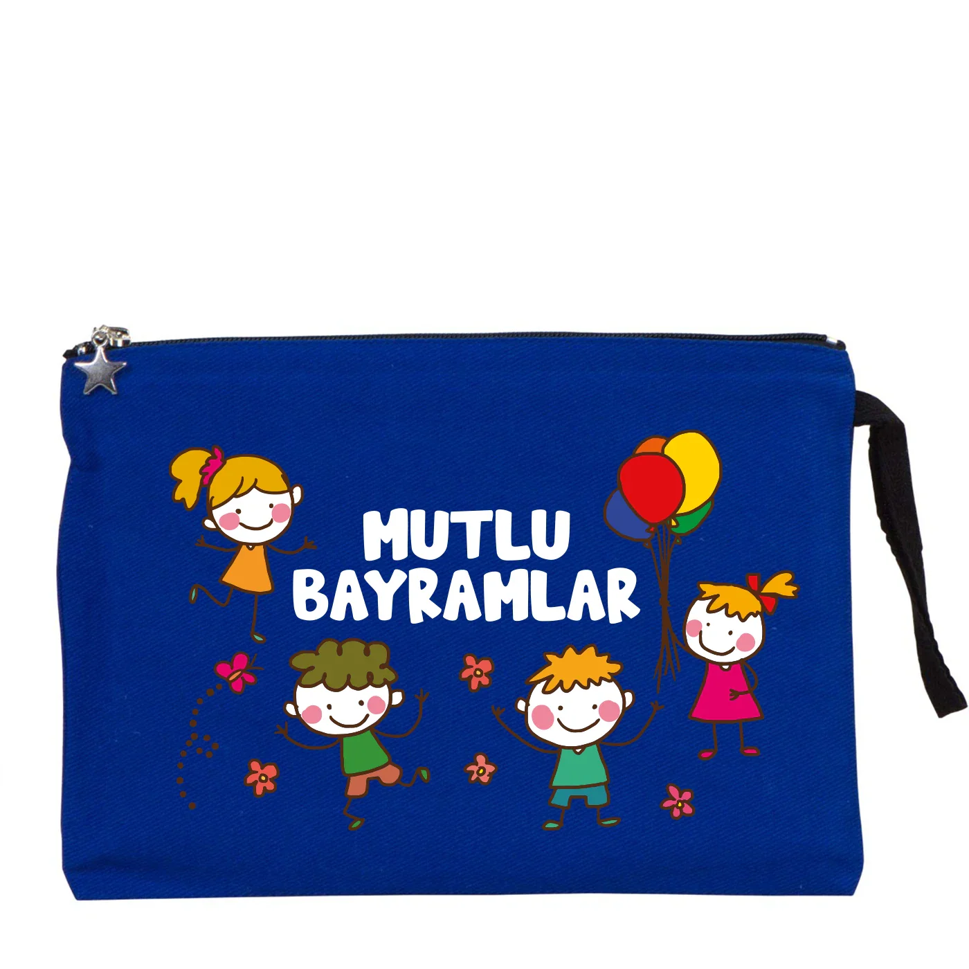 25x18 cm Mavi Astarlı Kanvas Kalemlik - Harçlık & Şeker Cüzdanı - detay görünüm