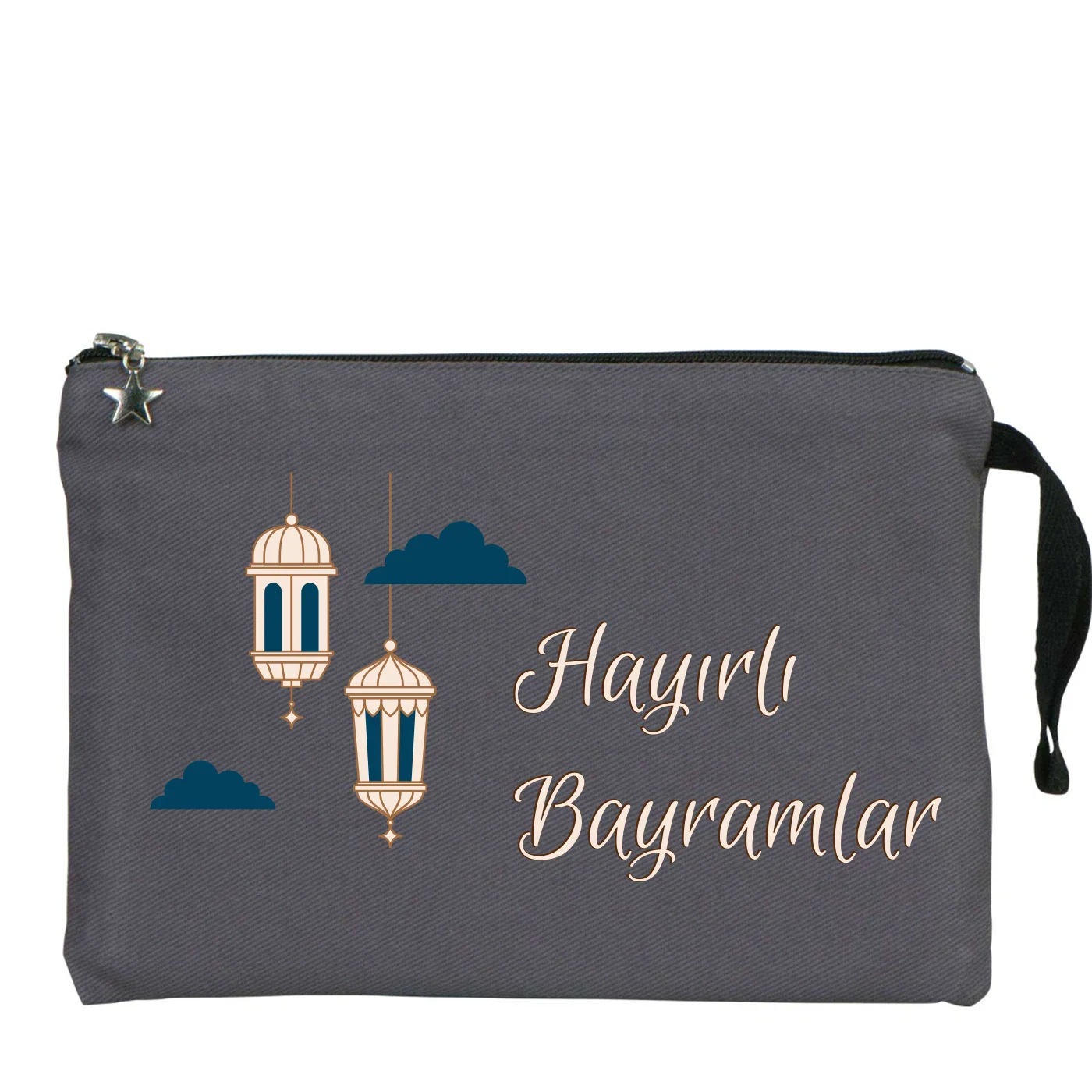 25x18 cm Antrasit Astarlı Kanvas Kalemlik - Bayram Harçlık Cüzdanı - detay görünüm
