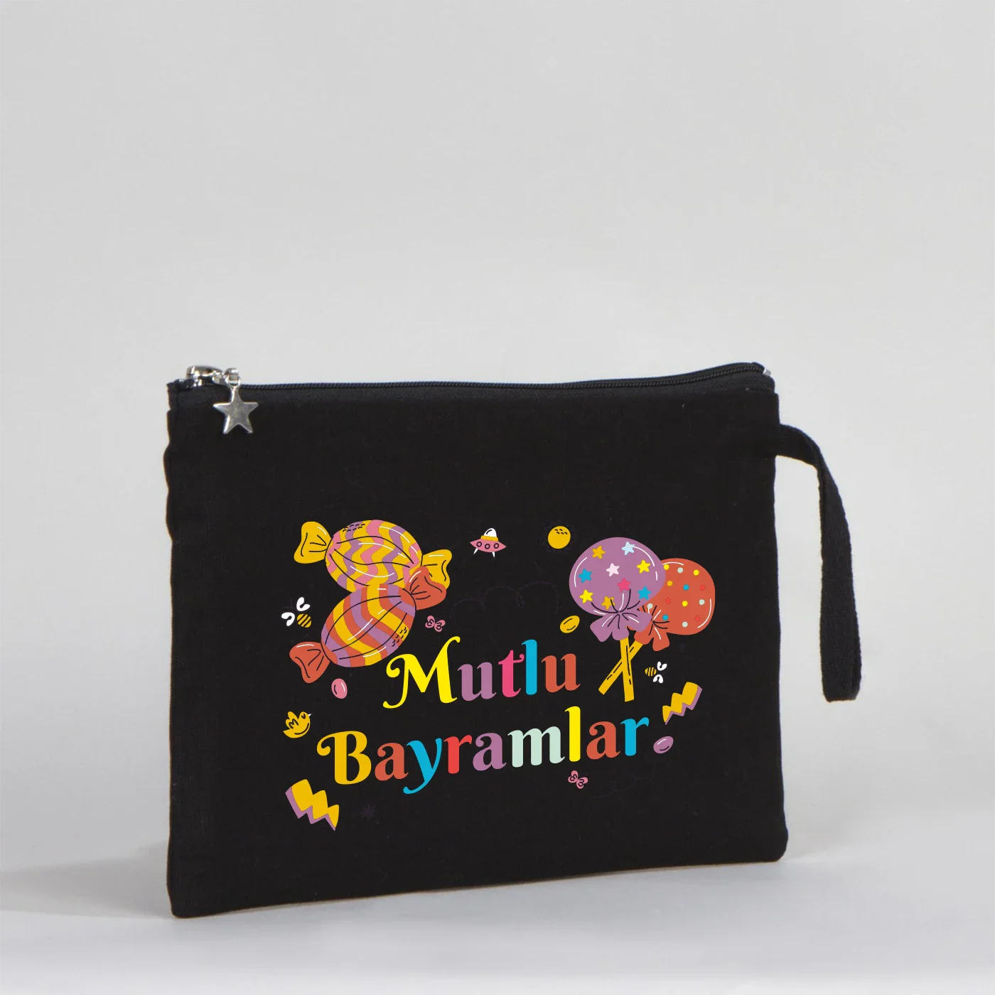 25x18 cm Siyah Astarlı Kanvas Kalemlik - Bayram Harçlık Cüzdanı - görsel 6