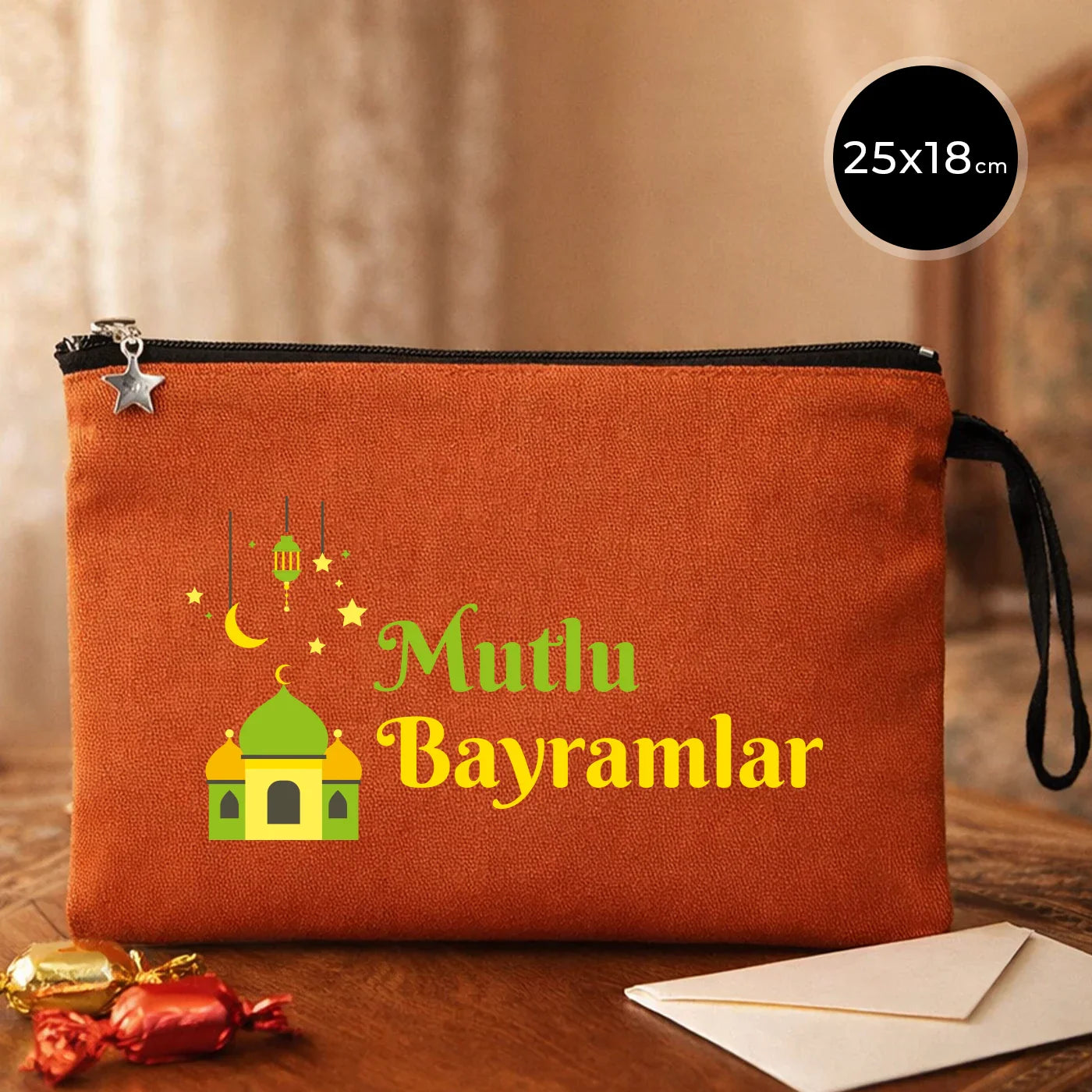 25x18 cm Kiremit Astarlı Kanvas Kalemlik - Harçlık & Şeker Cüzdanı
