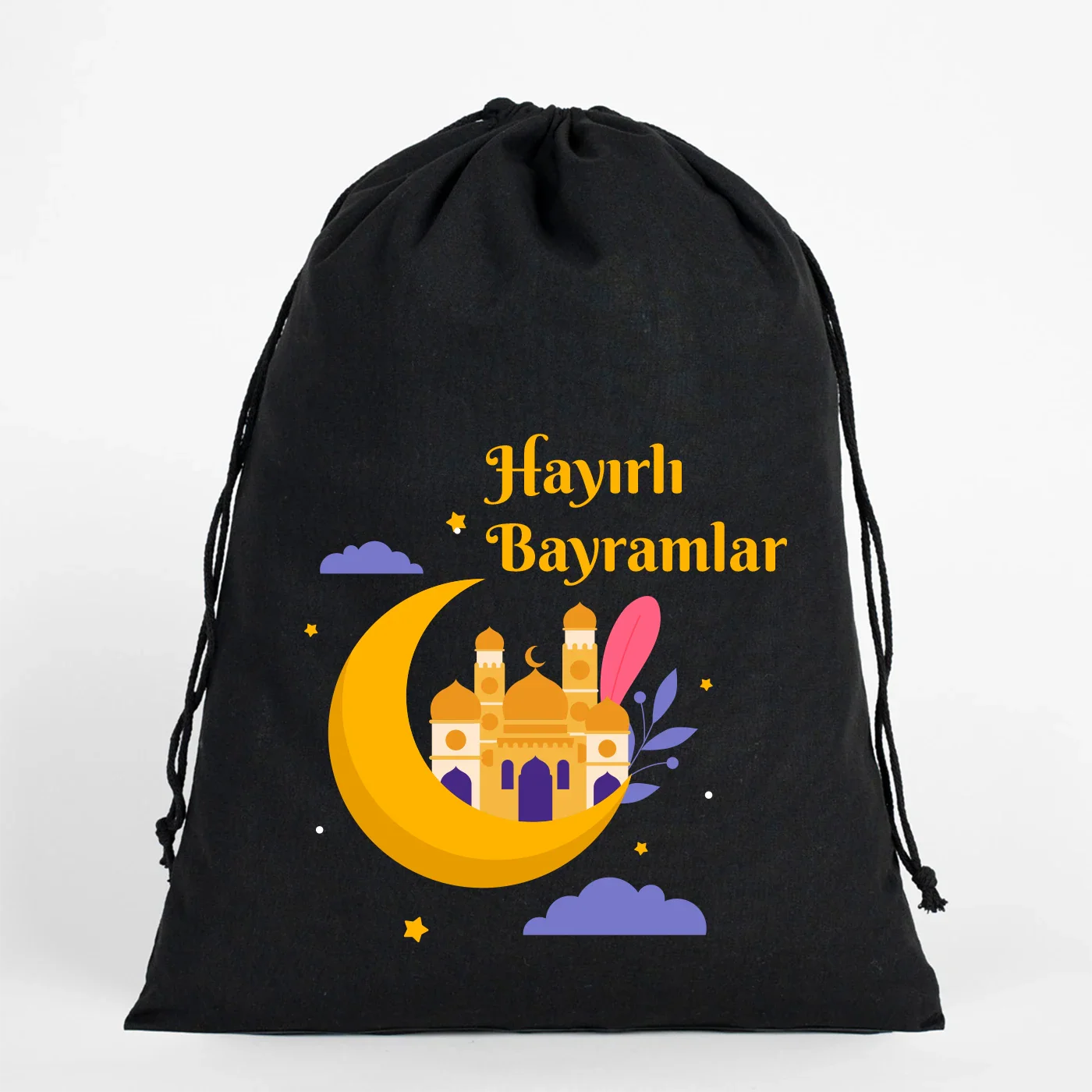 30x40 cm Siyah Bez Kese - Bayram Kesesi - detay görünüm