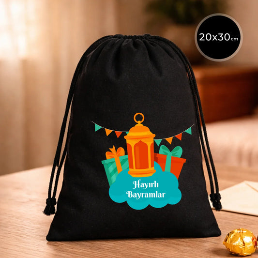 20x30 cm Siyah Bez Kese - Bayram Kesesi