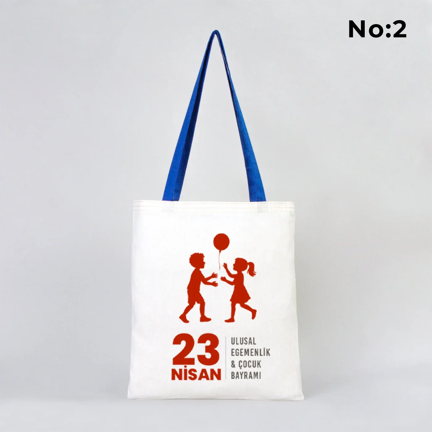 35x40 cm Saks Mavi Kulp Ham Bez Çanta Baskılı - 23 Nisan Hediyesi - detay görünüm