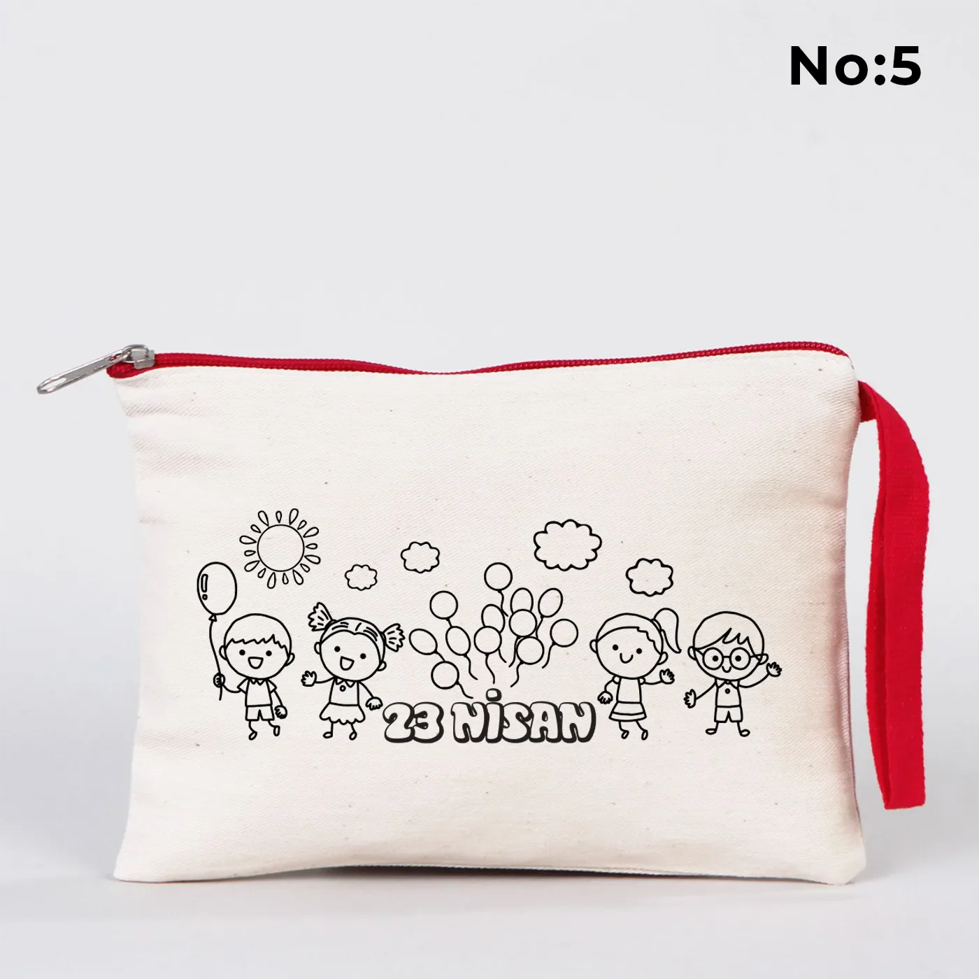 Boyanabilir 21x15 cm Kırmızı Fermuarlı - 23 Nisan Hediyesi - farklı açı