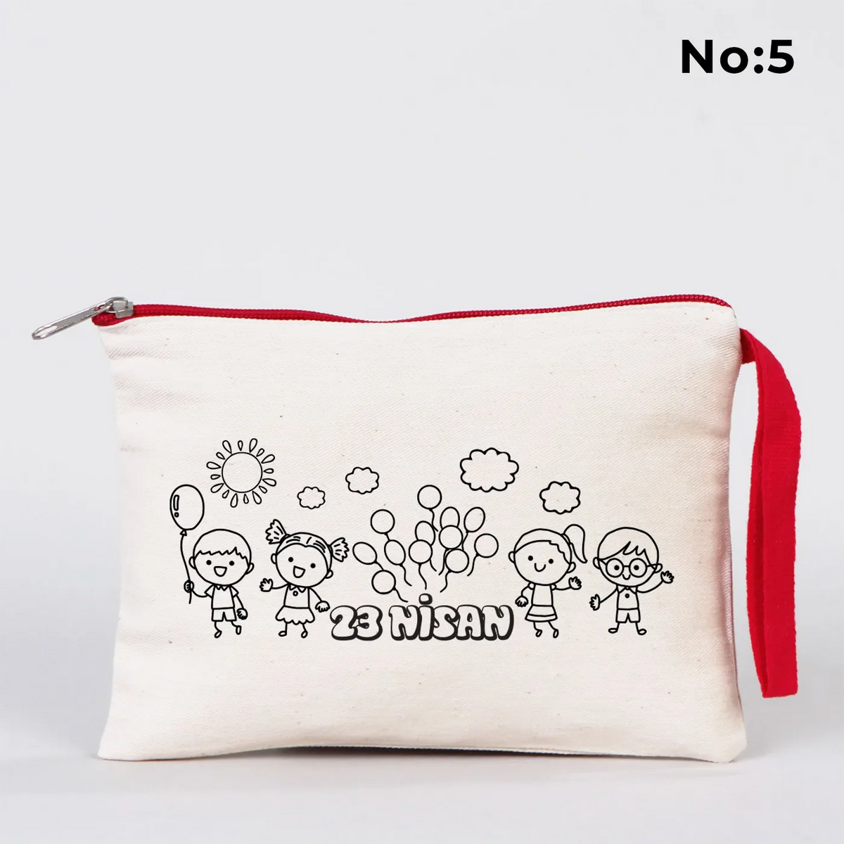 Boyanabilir 21x15 cm Kırmızı Fermuarlı - 23 Nisan Hediyesi - farklı açı