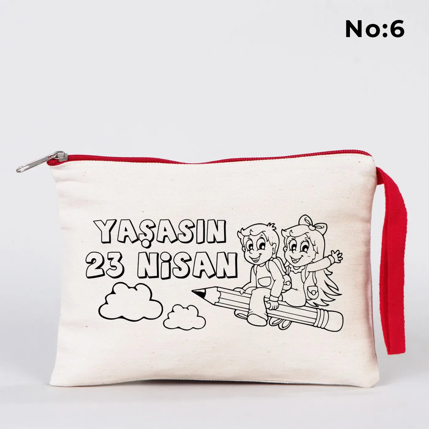 Boyanabilir 21x15 cm Kırmızı Fermuarlı - 23 Nisan Hediyesi - görsel 6