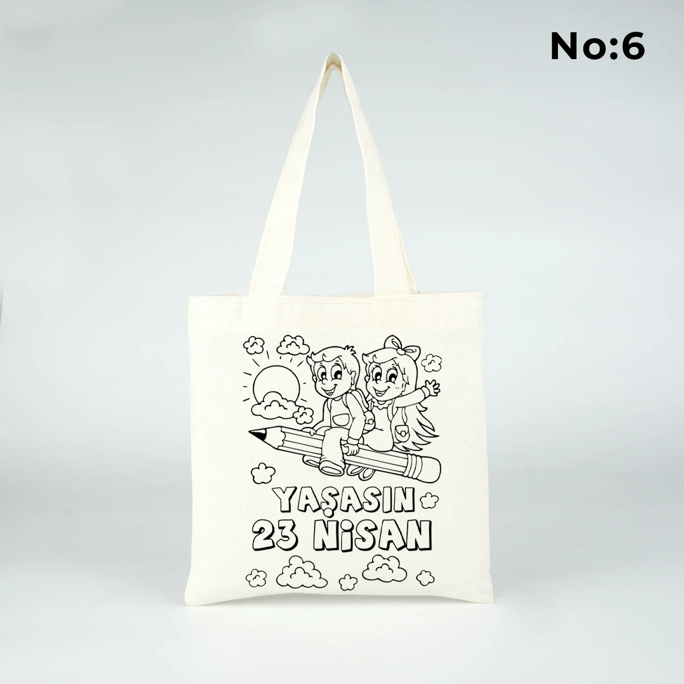 23x23 Boyanabilir Ham Bez Çanta | 23 Nisan Hediyesi - görsel 6