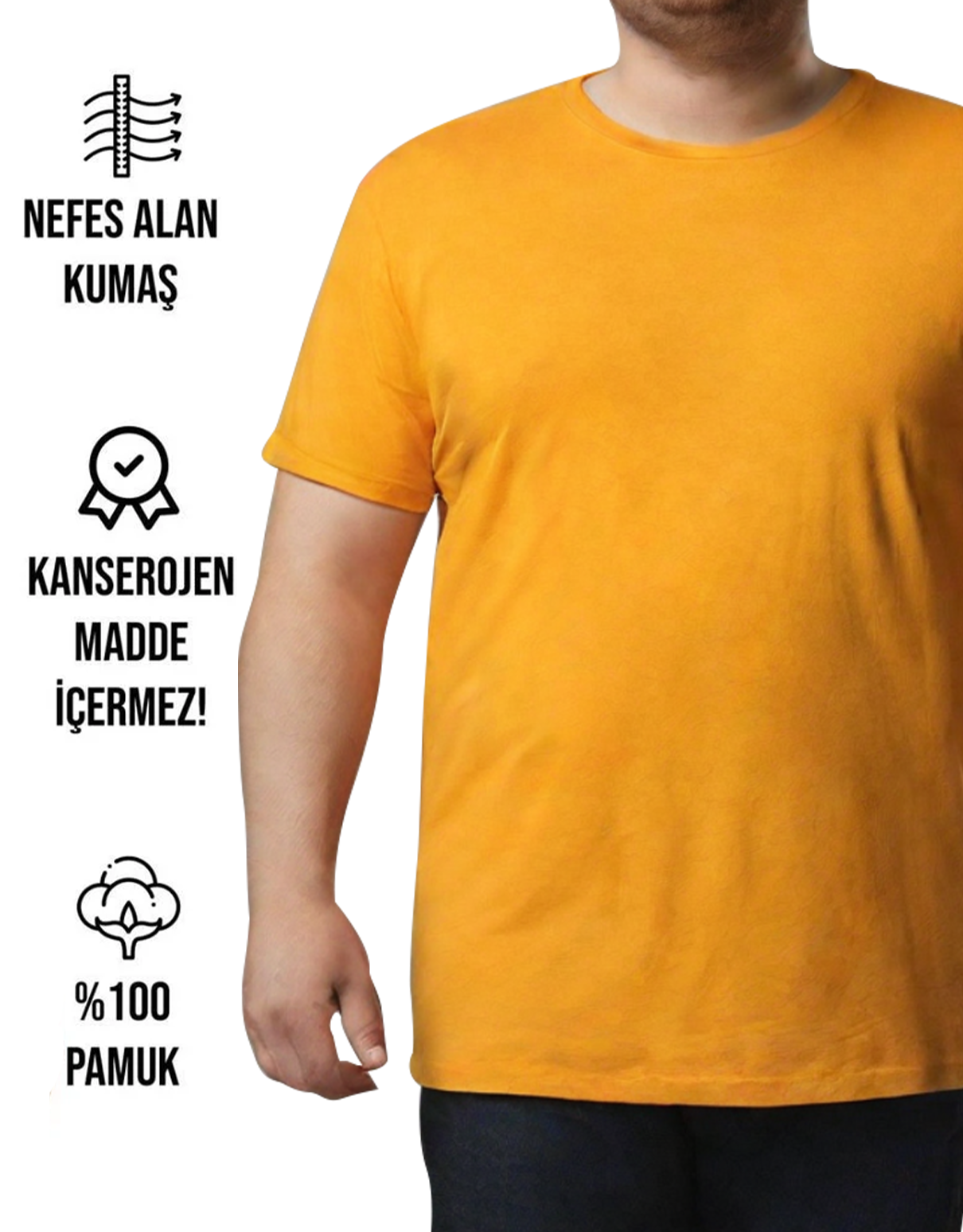 Toptan Büyük Boy Tişört - Sarı (Özelleştirilebilir)