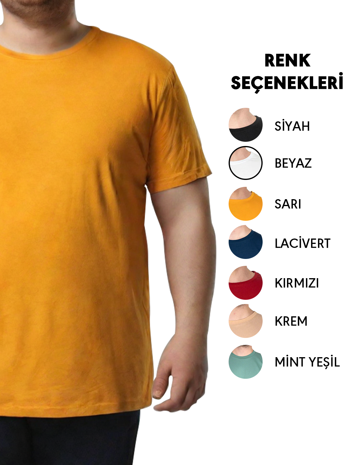 Toptan Büyük Boy Tişört - Sarı (Özelleştirilebilir)