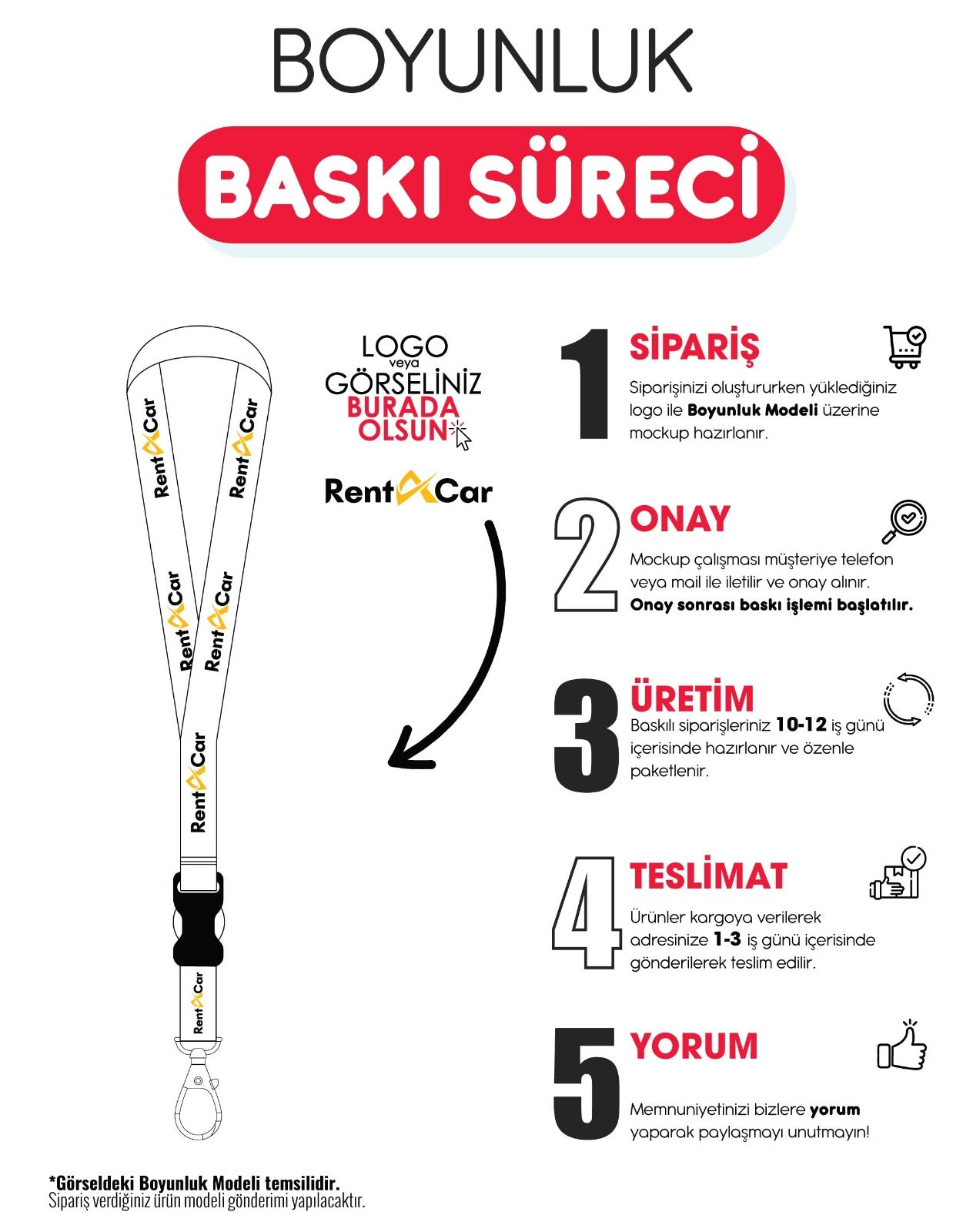 Boyun Askı İpi - Çift Taraflı Baskı | Özelleştirilebilir Boyunluk - görsel 6