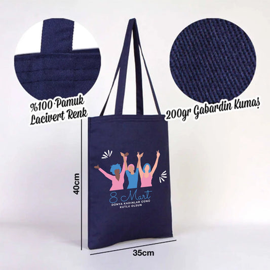 35x40 cm Lacivert Renk Gabardin Bez Model - Kadınlar Günü - detay görünüm