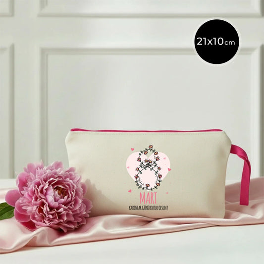 21x10 cm Fuşya Fermuarlı Kalemlik - Kadınlar Günü Hediyesi