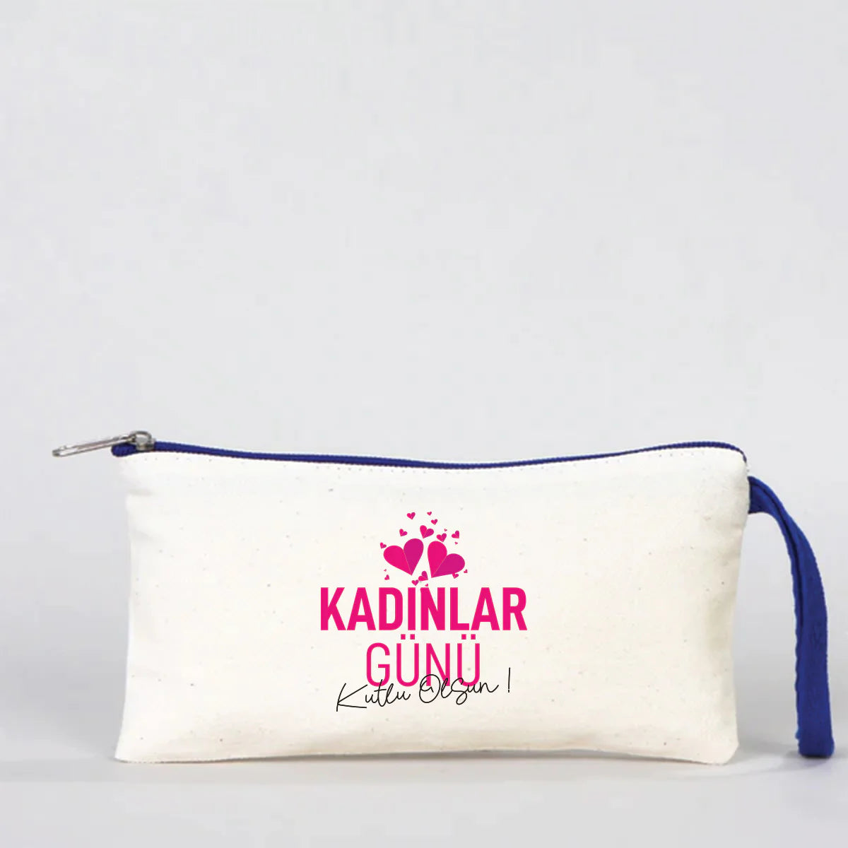 21x10 cm Saks Mavi Fermuarlı Bez Kese - Kadınlar Günü Hediyesi - görsel 6