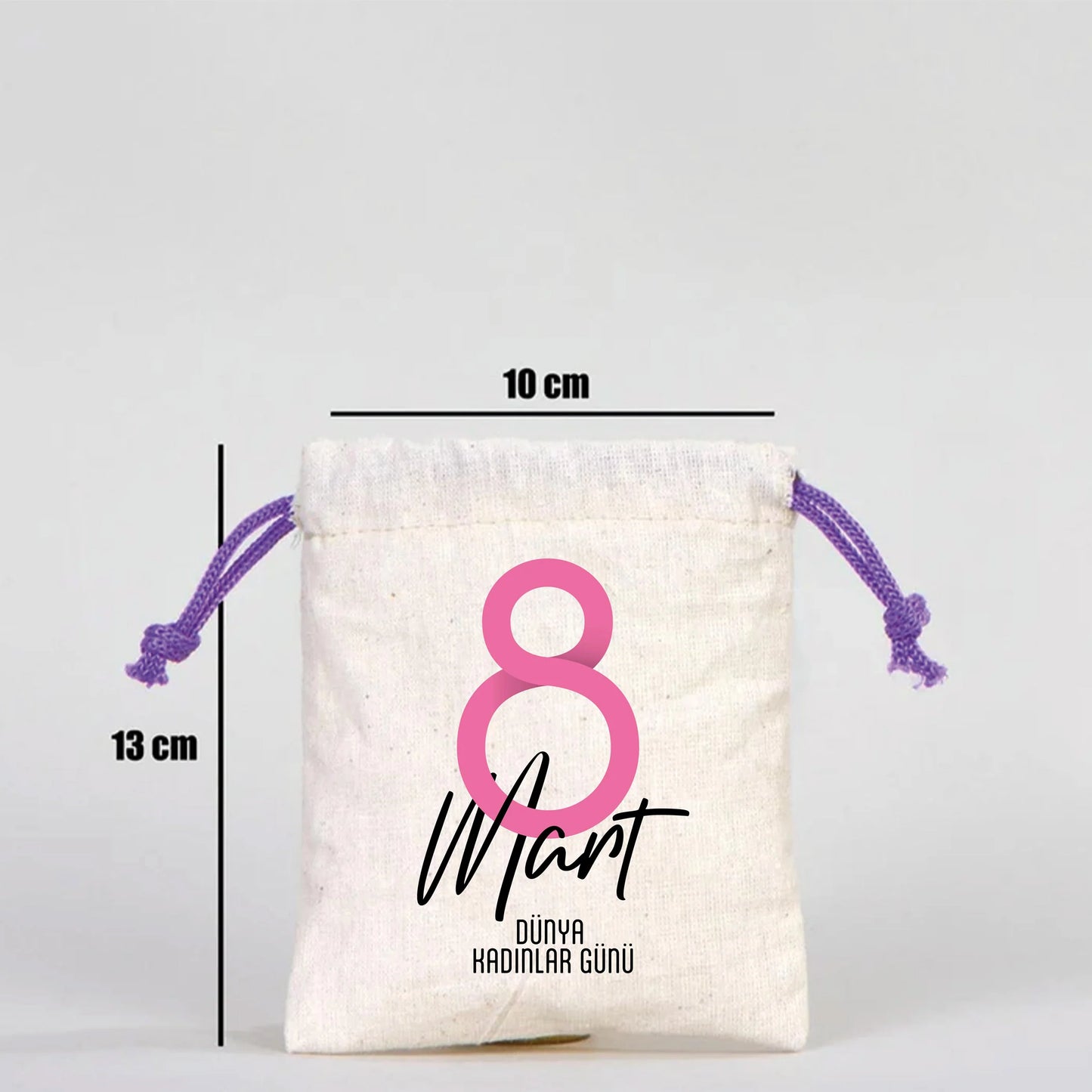 10x13 Mor İpli Bez Kese – Kadınlar Günü Hediyesi