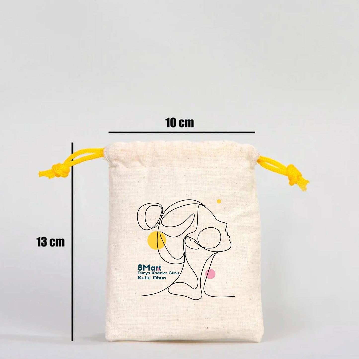 10x13 Sarı İpli Bez Kese – Kadınlar Günü Hediyesi