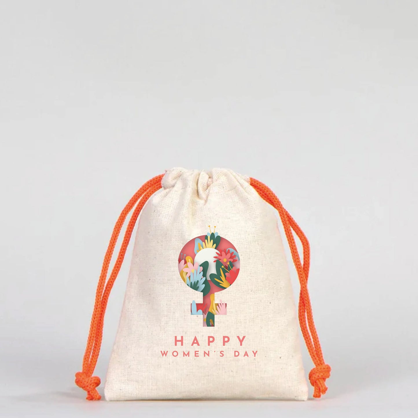 10x13 Turuncu İpli Bez Kese – Kadınlar Günü Hediyesi