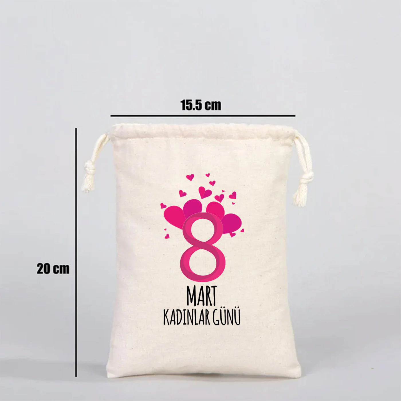 15x20 cm Bez Kese - Kadınlar Günü Hediyesi