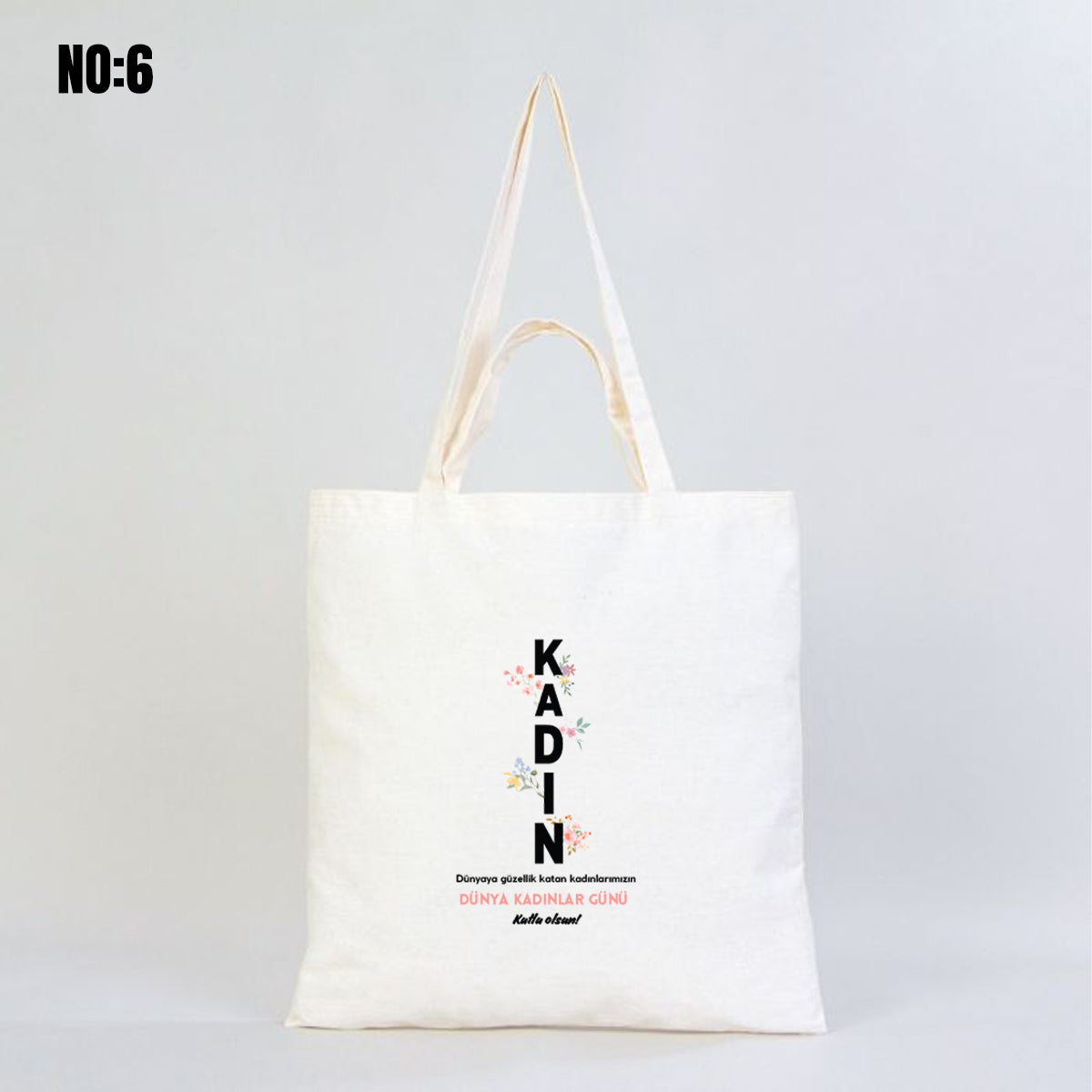 Kadınlar Günü Baskılı Ham Bez Çanta 40x40 cm - Çift Kulplu - görsel 14