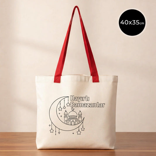 Boyanabilir 40x35 cm Gabardin Kırmızı Kulp Çanta - Bayram Çantası