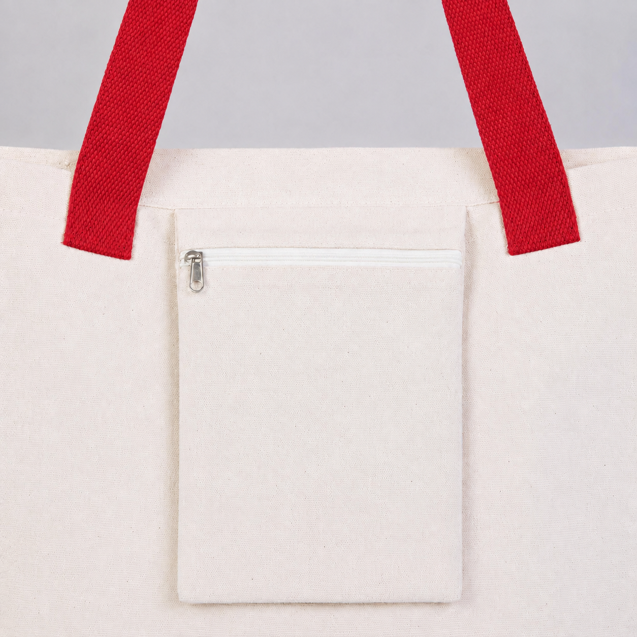 Modern Kanvas Çanta - Dıştan Kırmızı Örgü Kulp 45x35x8 cm