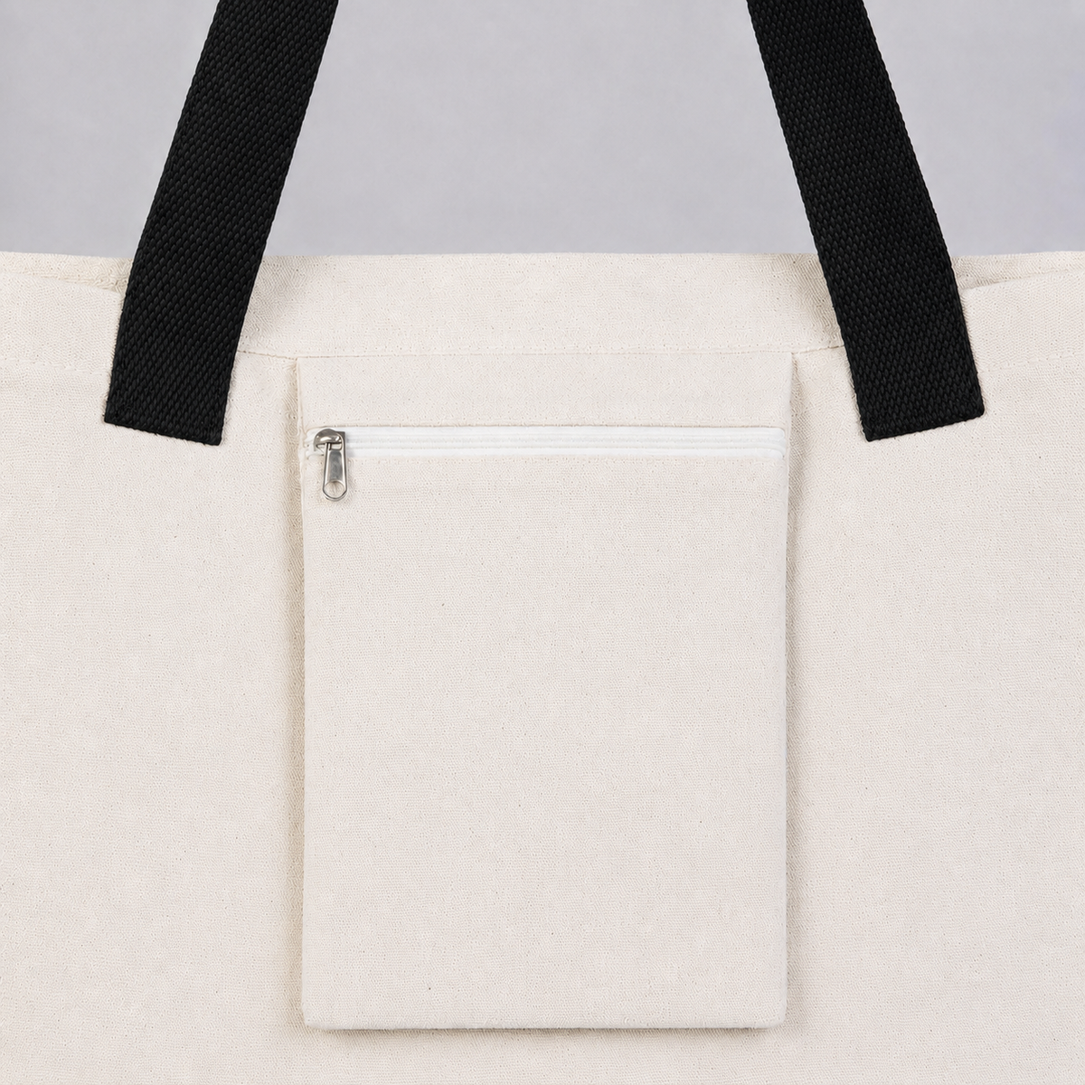 Modern Kanvas Çanta - Dıştan Siyah Örgü Kulp 45x35x8 cm