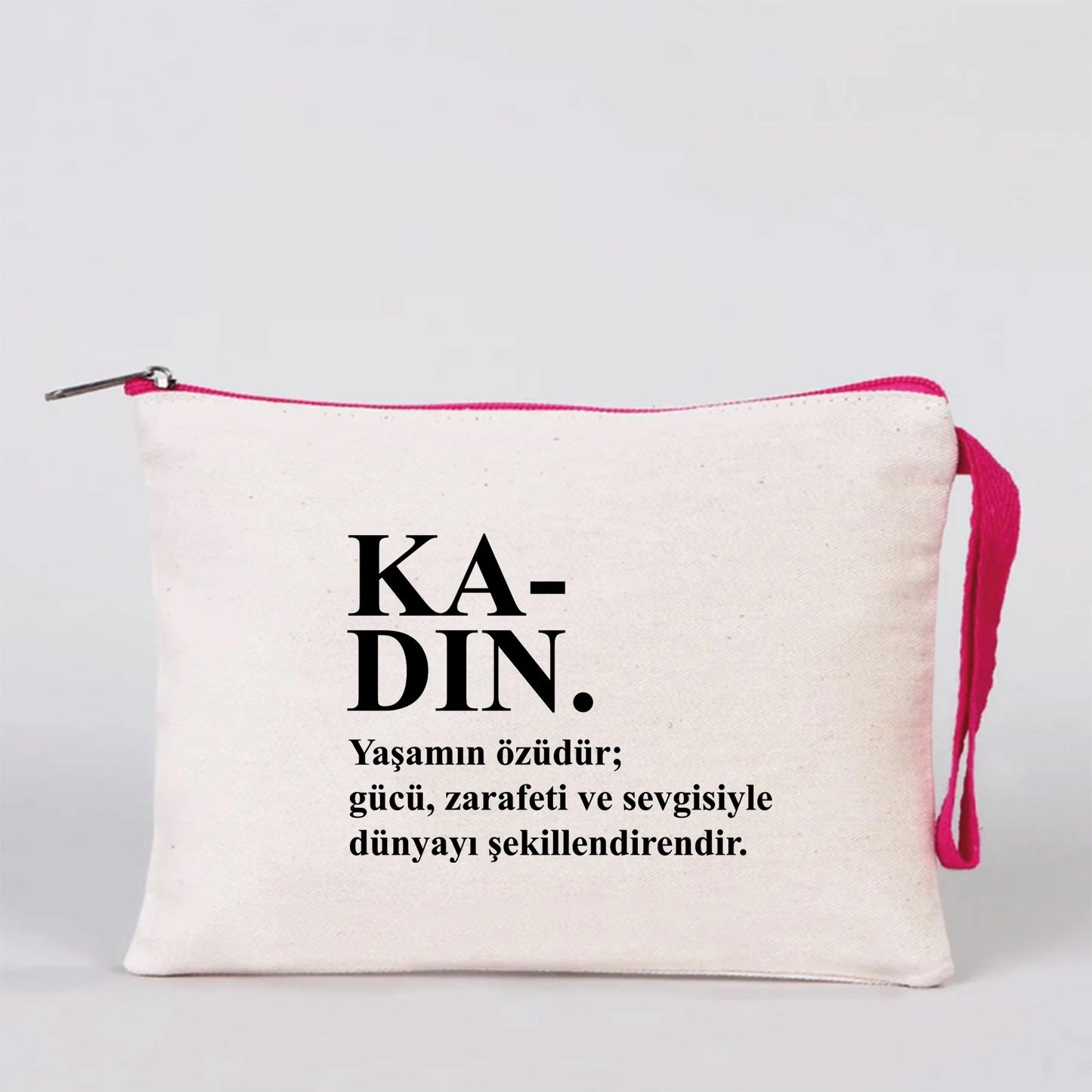 21x15 cm Fuşya Fermuarlı - Kadınlar Günü Hediyesi - yakın çekim