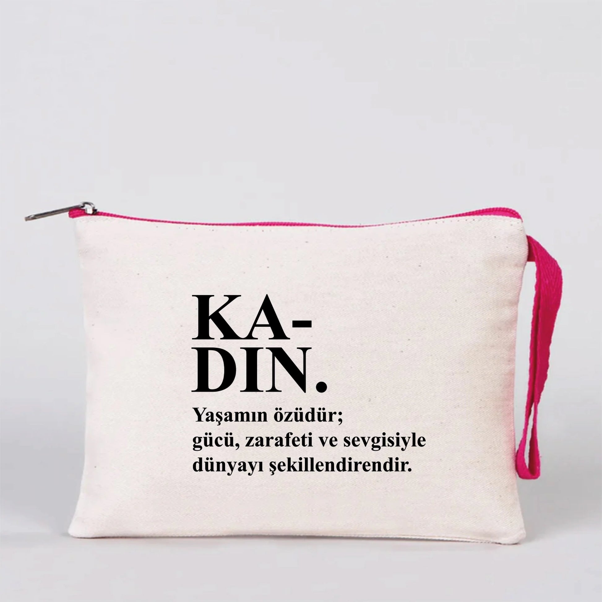 21x15 cm Fuşya Fermuarlı - Kadınlar Günü Hediyesi - yakın çekim