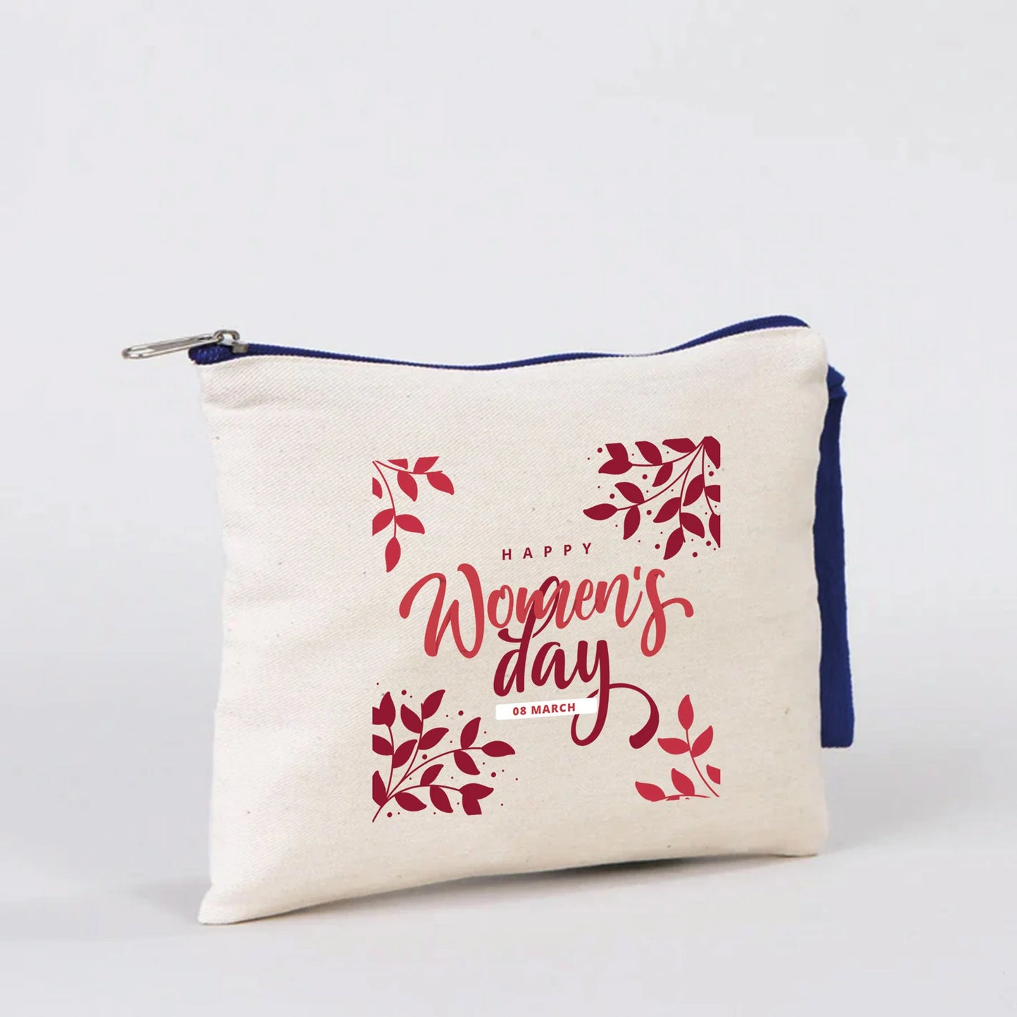 21x15 cm Saks Mavi Fermuarlı  - Kadınlar Günü Hediyesi - yakın çekim