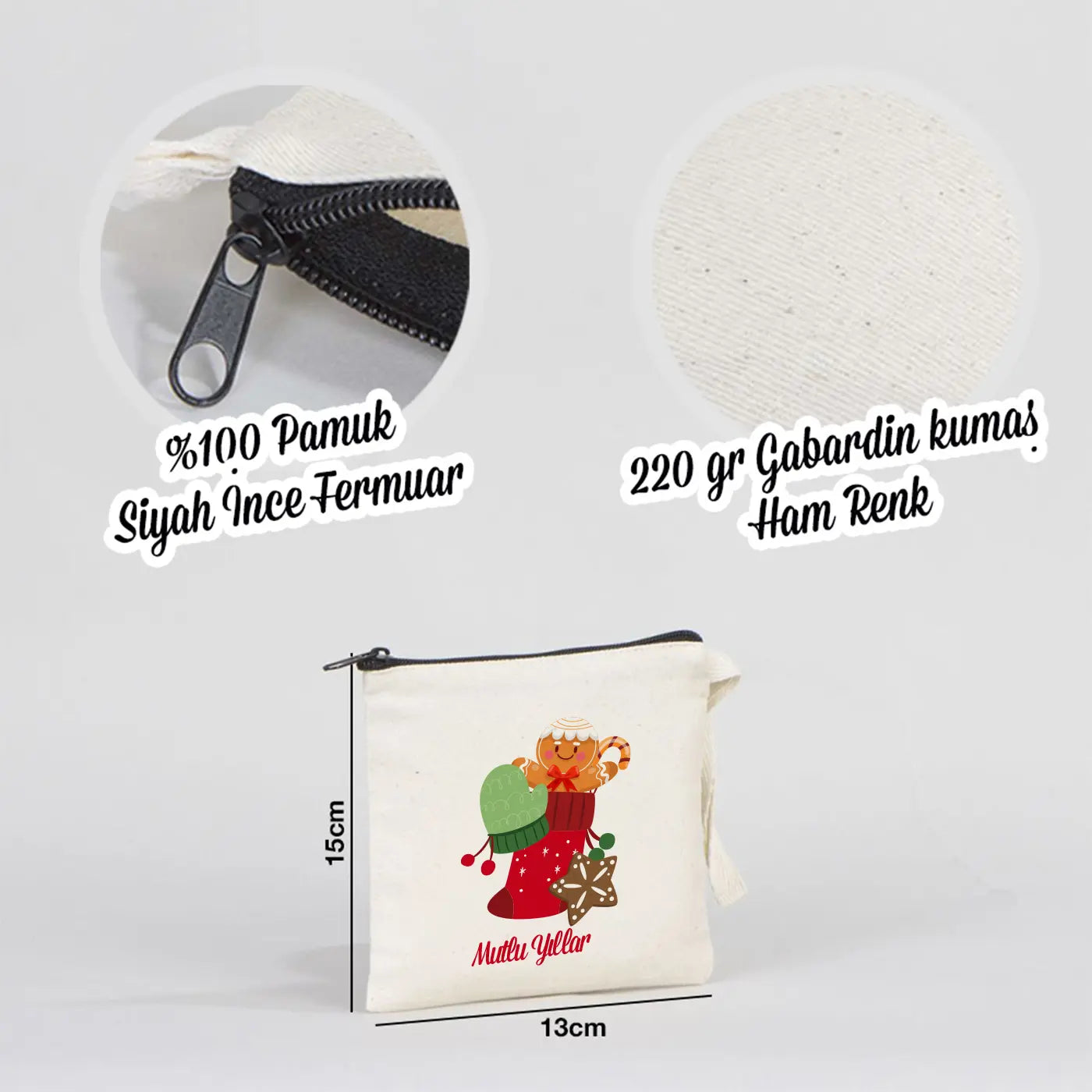 Yılbaşı Özel Desenli Clutch Astarsız Çanta 15x13 cm (Özelleştirilebilir)