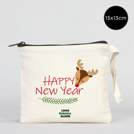 Yılbaşı Özel Desenli Clutch Astarsız Çanta 15x13 cm (Özelleştirilebilir)