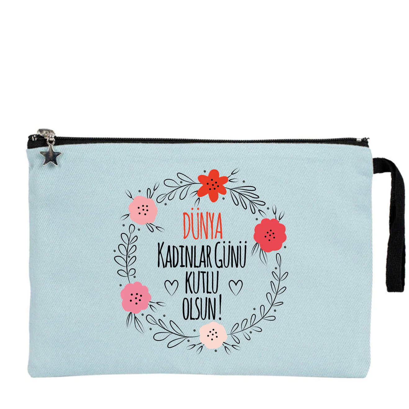 25x18 cm Açık Mavi Astarlı Kanvas Kalemlik - Kadınlar Günü Hediyesi - kullanım örneği