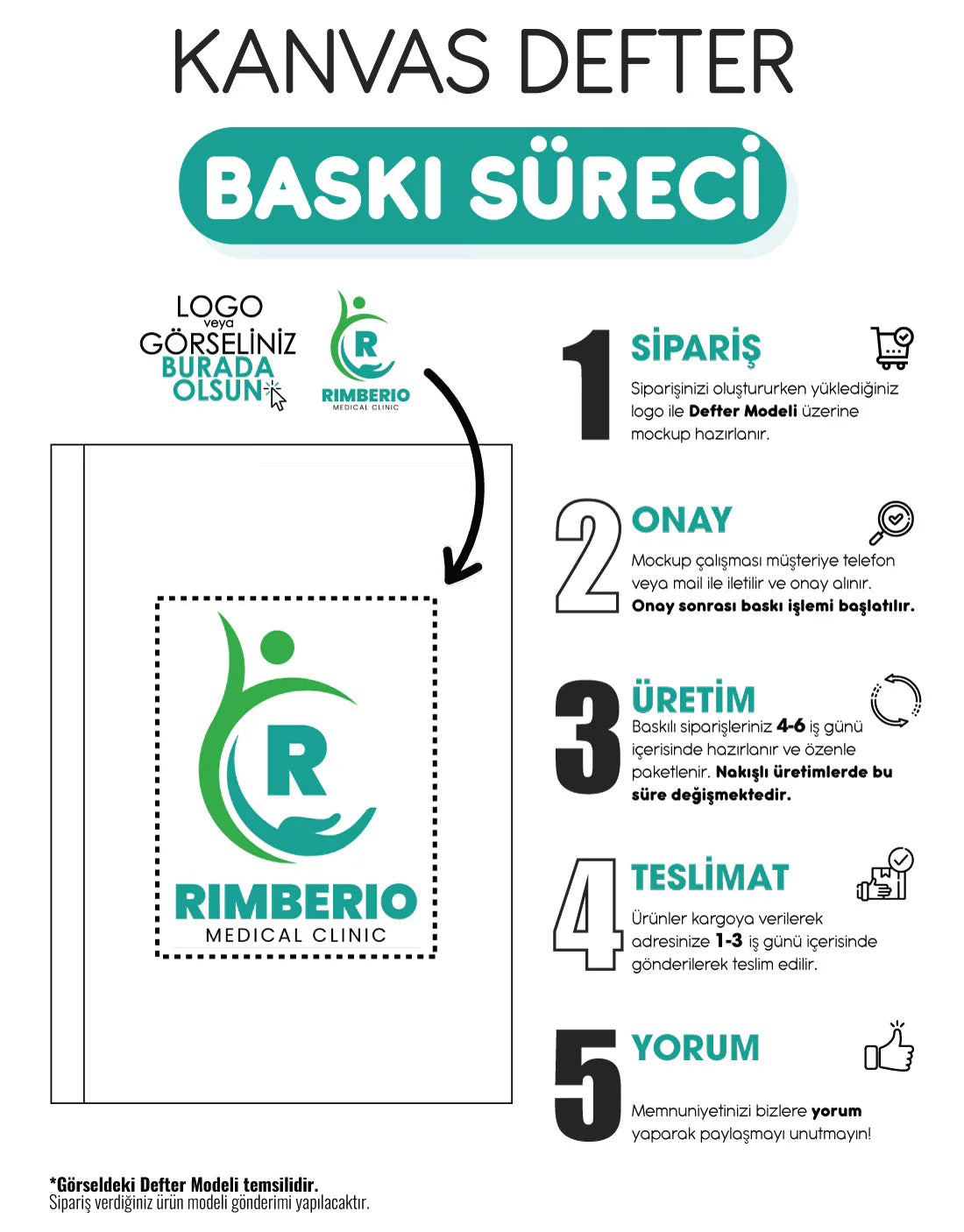 14x20 cm Ham Renk Kanvas Defter - Kadınlar Günü Hediyesi - görsel 11