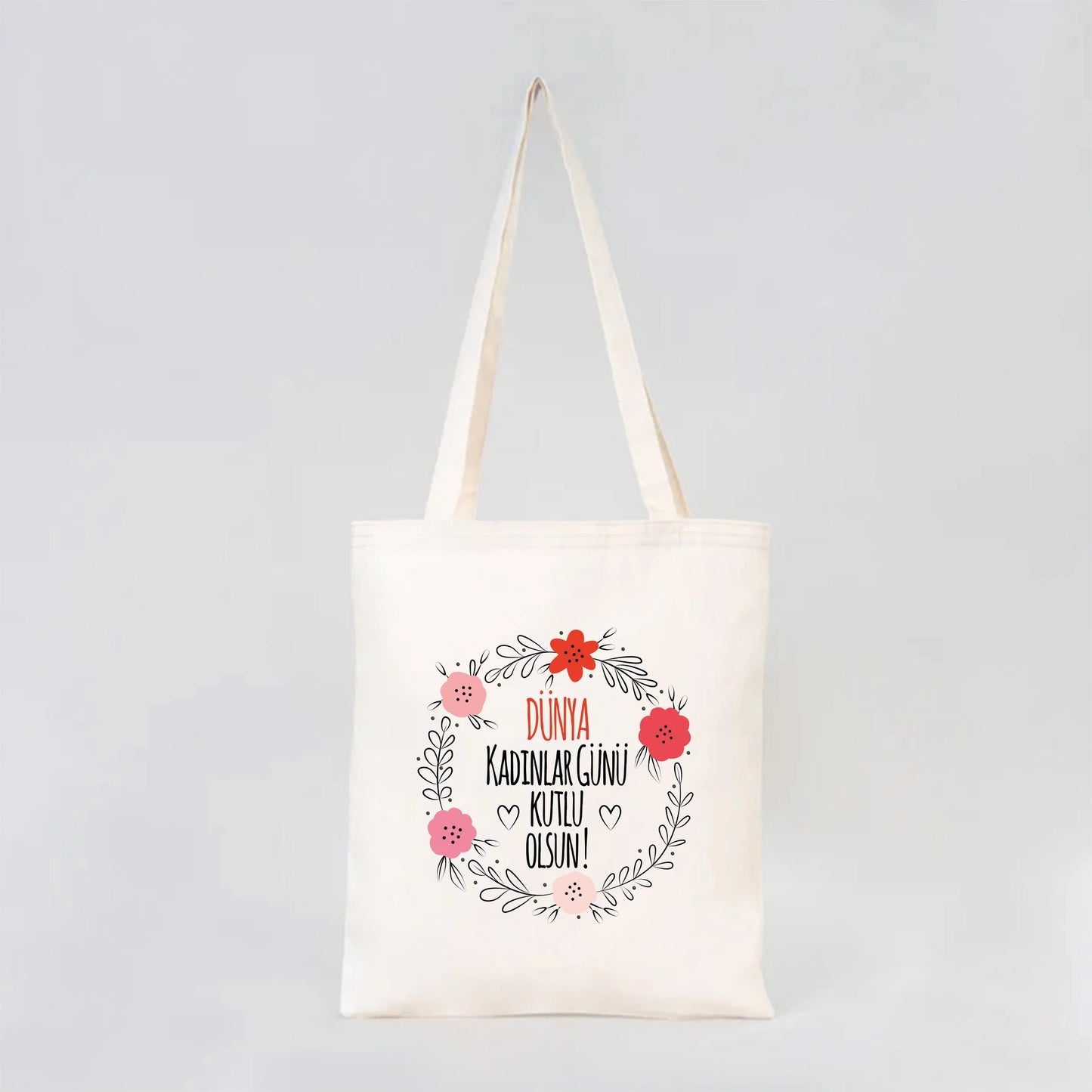 35x40 cm Gabardin Bez Çanta - Kadınlar Günü