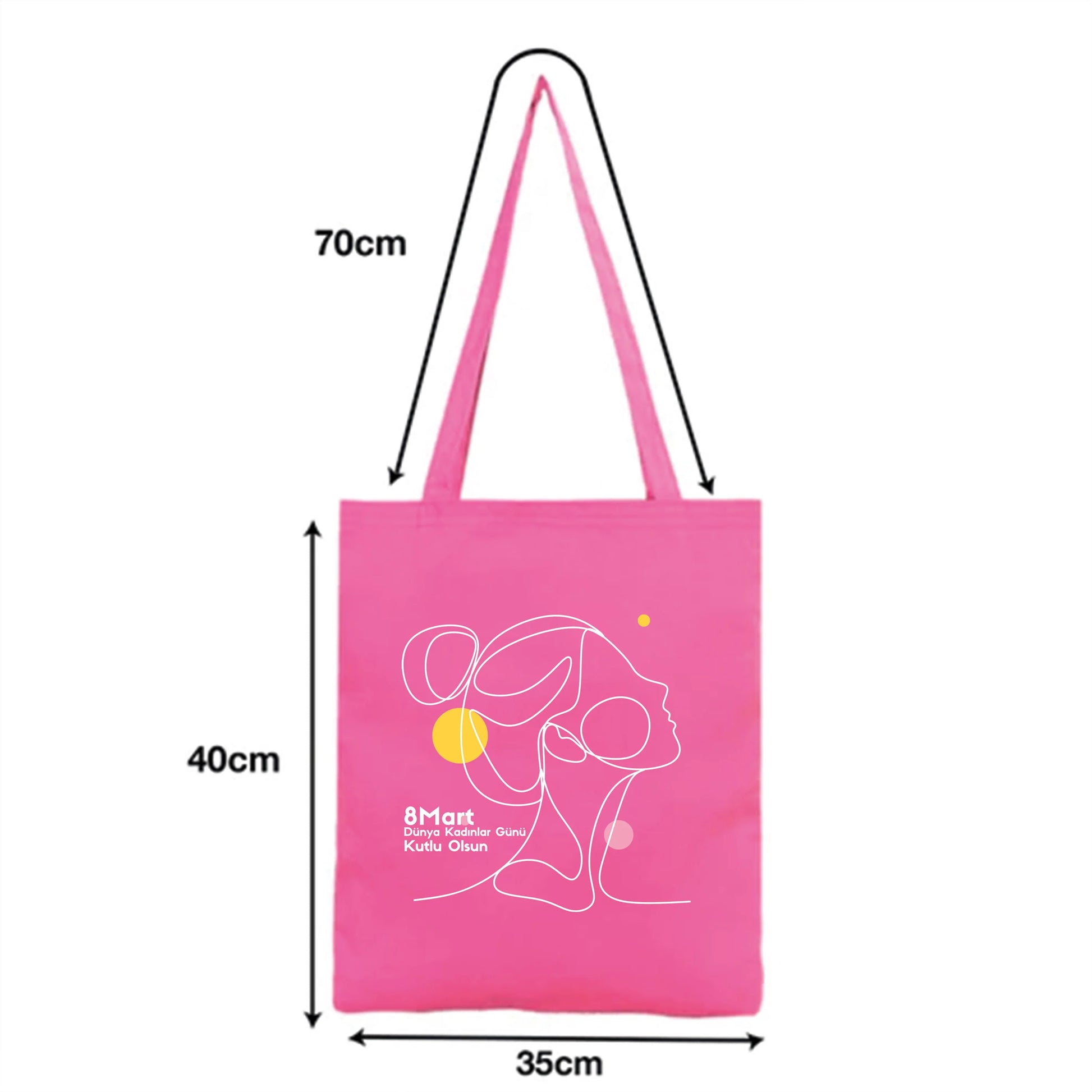 35x40 cm Fuşya Renk Gabardin Bez Model - Kadınlar Günü - detay görünüm